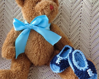 Crocheted Sandals Infant Boy 6 9 mo Navy Blue Cotton Yarn