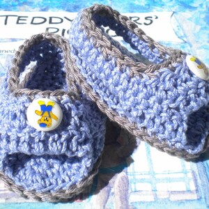 Crocheted Sandals Infant Boy 6 9 mo Blue Cotton Yarn image 3