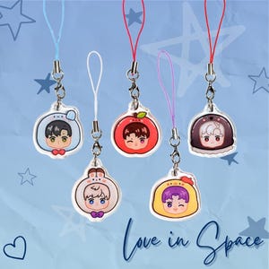 Love and Space Acrylic Cellphone Charm | Virtual Boyfriend Otome Game | Sylus Zayne Caleb Xavier Rafayel