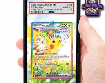 ピカチュウのグレーのフェルト帽をかぶったカスタムポケモンカード