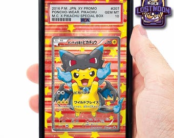 Poncho-Wearing Pikachu (Mega Charizard X) Extended Art Insert | Graded Card Display Case