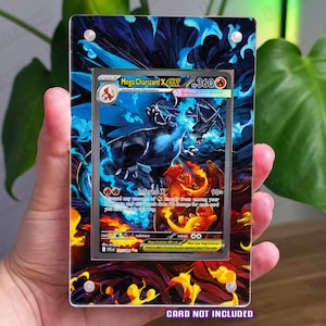Mega Charizard X Ex Niestandardowa wkładka Pokémon Art z akrylową ramką ekspozycyjną