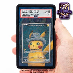 Pikachu With Grey Felt Hat Custom Pokémon Graded Card Display Case