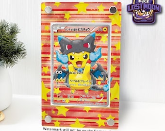 Poncho Pikachu (Mega Glurak Y) erweiterte Kunstdruck | Rohe Karte Rahmen