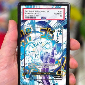 Può includere: Carta collezionabile con un'illustrazione vibrante nei toni del blu e del bianco. La carta presenta testo giapponese e le parole "BOEUF BURST" e "ALTERNATE ART". È racchiusa in un supporto protettivo.