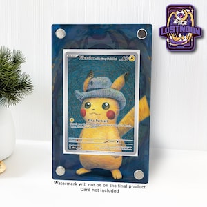 Van Gogh Pikachu Card Display Case | Custom Art Insert, Magnetic Acrylic Frame