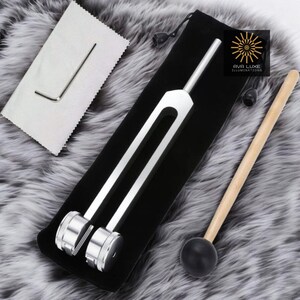 128 Hz Tuning Fork with Weights Pouch for Healing Chakra Sound Therapy Stress Reliever Sound Healing Soothing Relaxing Musical Percussion