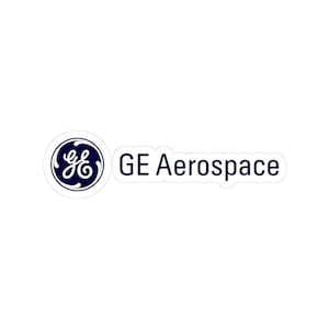 May include: A white sticker featuring the GE Aerospace logo, a stylized blue emblem within a circle, and the text "GE Aerospace" in a dark blue sans-serif font.