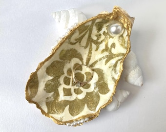 Gilded Muse No5- Decoupage Oyster Shell Trinket Dish