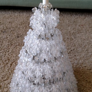 White Beaded Tree with White Lights image 3