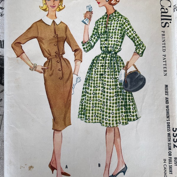 1960er Original Vintage McCall's Dress Pattern 5552 Größe 18 Rockabilly Mrs Maisel Mad Men FF