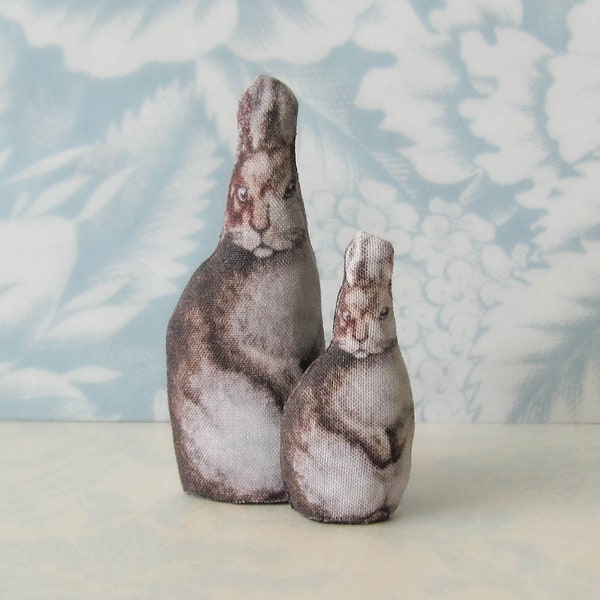 Dollhouse Miniature Rabbit & Baby Bunny Dolls*1:12*handmade*cloth doll