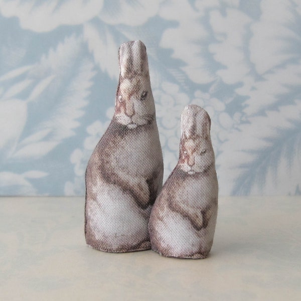 Miniature Rabbit & Baby Bunny Dolls for Dollhouse*1:12*handmade*cloth
