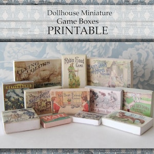Puppenhaus Miniatur Spiel Boxen DRUCKBARE 1:12 Maßstab digitaler Download Cottage Zimmer Box Dekor für Weihnachten Urlaub Zubehör DIY Mini Geschenk