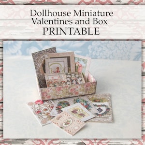 Dollhouse Miniatura San Valentín Tarjetas Caja Holiday Craft Paper 1:12 descarga digital