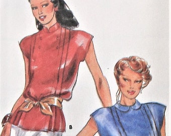 1980s Sleeveless Blouse Uncut Vintage Pattern Butterick 6921 Bust 34 Size 12