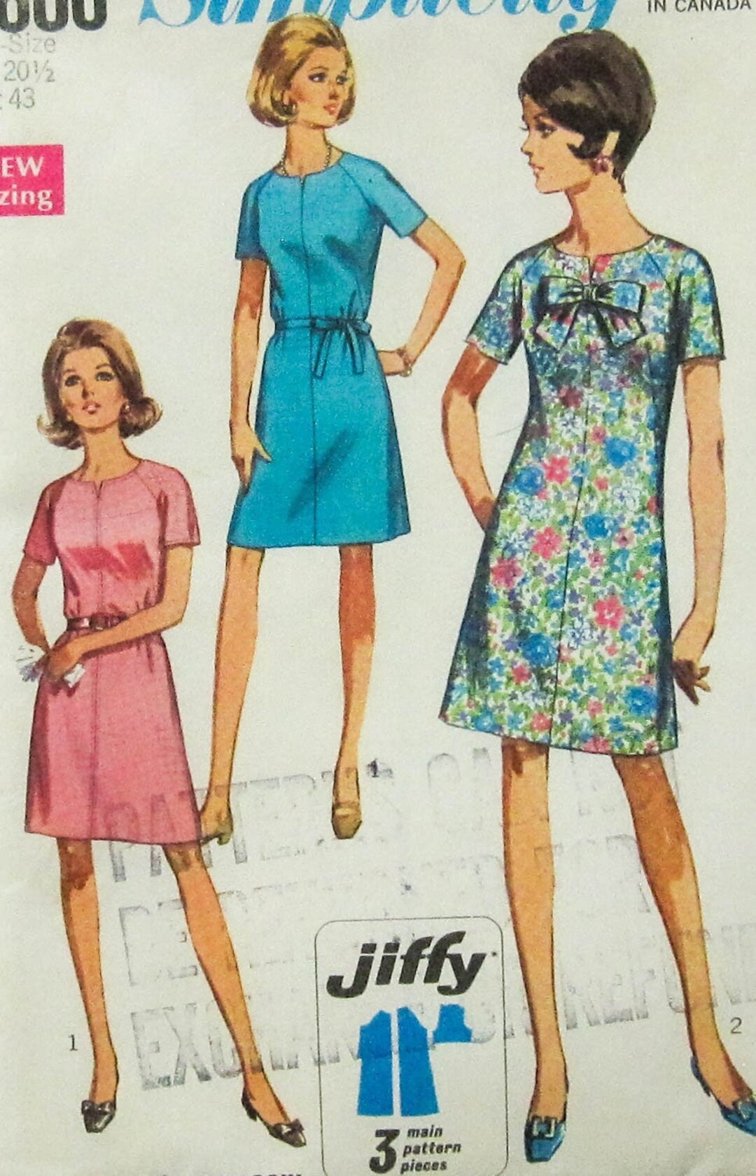 Vintage Dress Sewing Pattern UNCUT Simplicity 7600 Womens Size 20.5