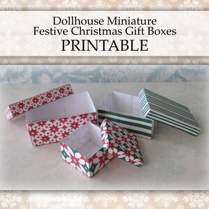 Dollhouse Miniature Gift Boxes PRINTABLE Festive Christmas Holiday ...