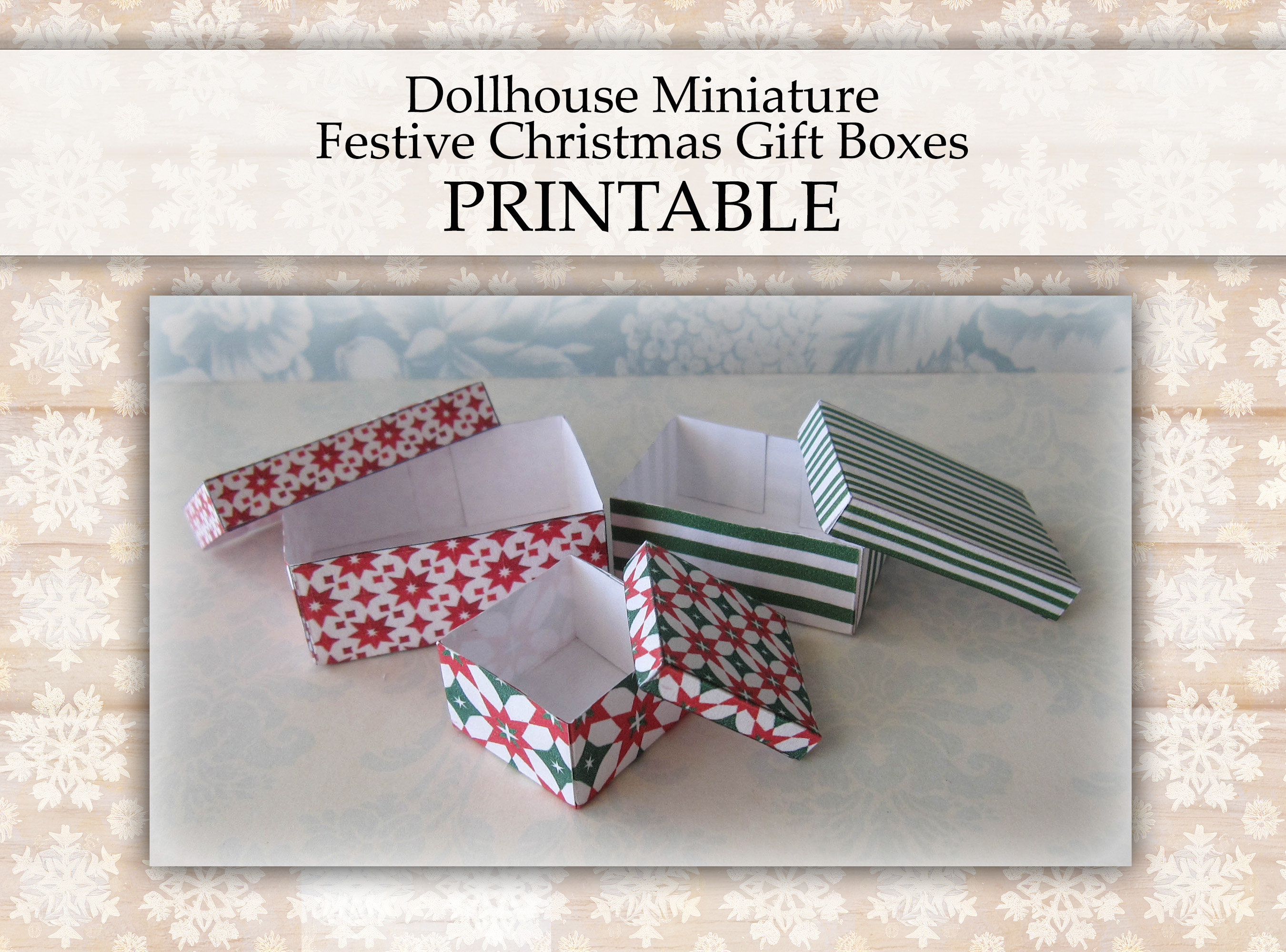 Dollhouse Miniature Gift Boxes PRINTABLE Festive Christmas Holiday ...