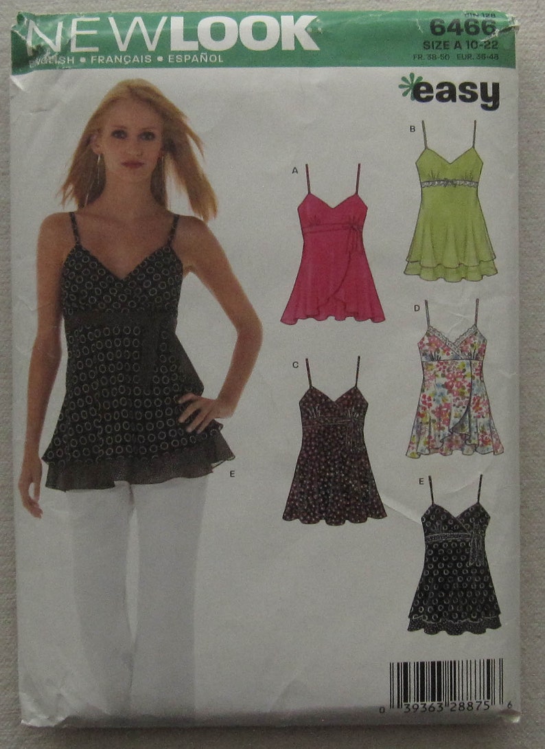 Top Sewing Pattern UNCUT New Look 6566 Sizes 10-22 - Etsy