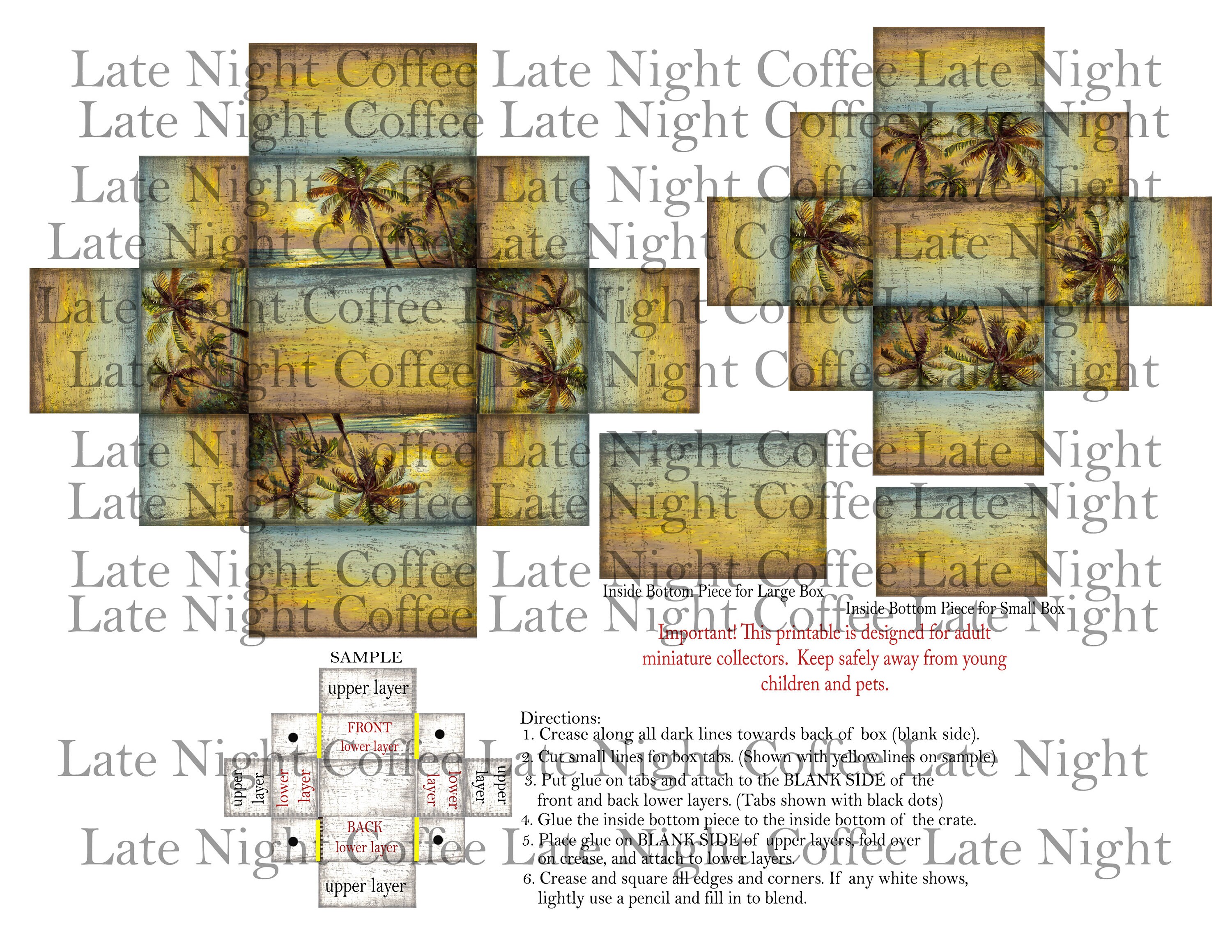 Dollhouse Miniature PRINTABLE Tropical Beach Palm Trees Beach House ...