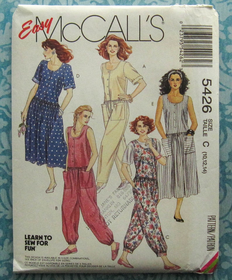 90s Vintage Sewing Pattern Size 10 12 14 Mccalls 5426 UNCUT - Etsy