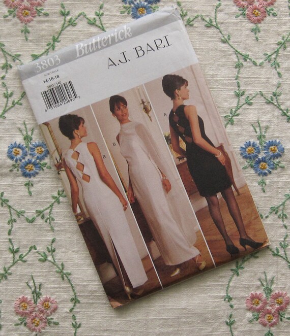Vintage 90s Sewing Pattern Womens Size 14 16 18 UNCUT Butterick 3803 Semi Fitted Tapered Formal Dress Gown for Wedding Homecoming Prom Etsy