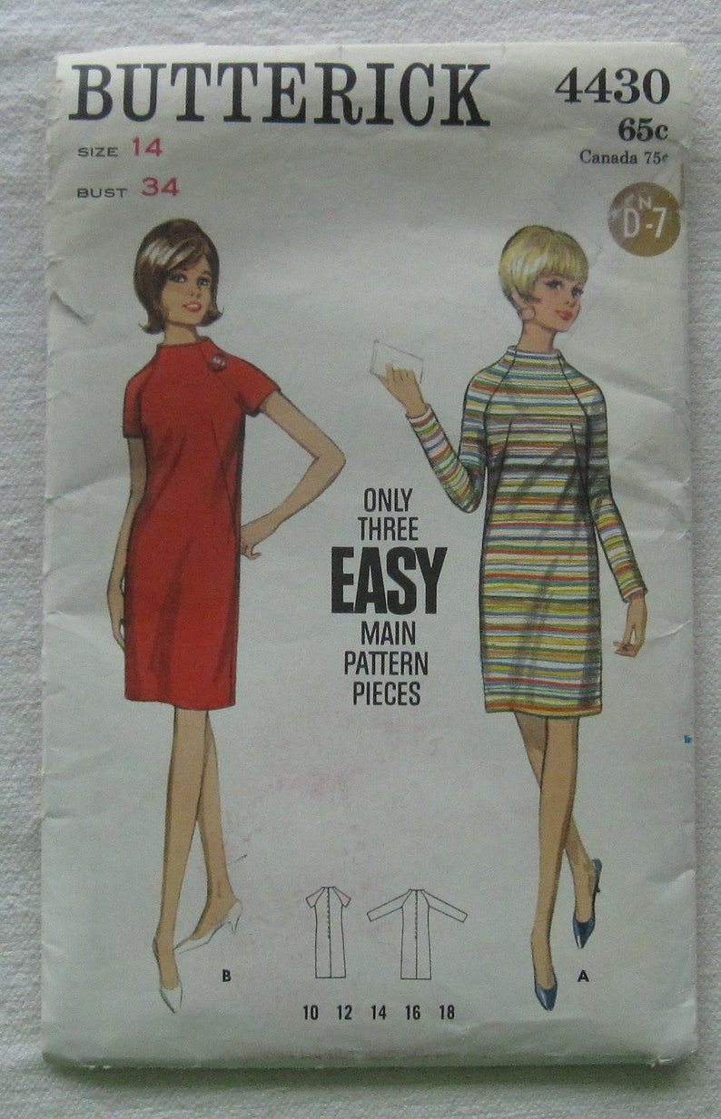 Vintage Sewing Pattern UNCUT Butterick 4430 Size 14 Dress - Etsy