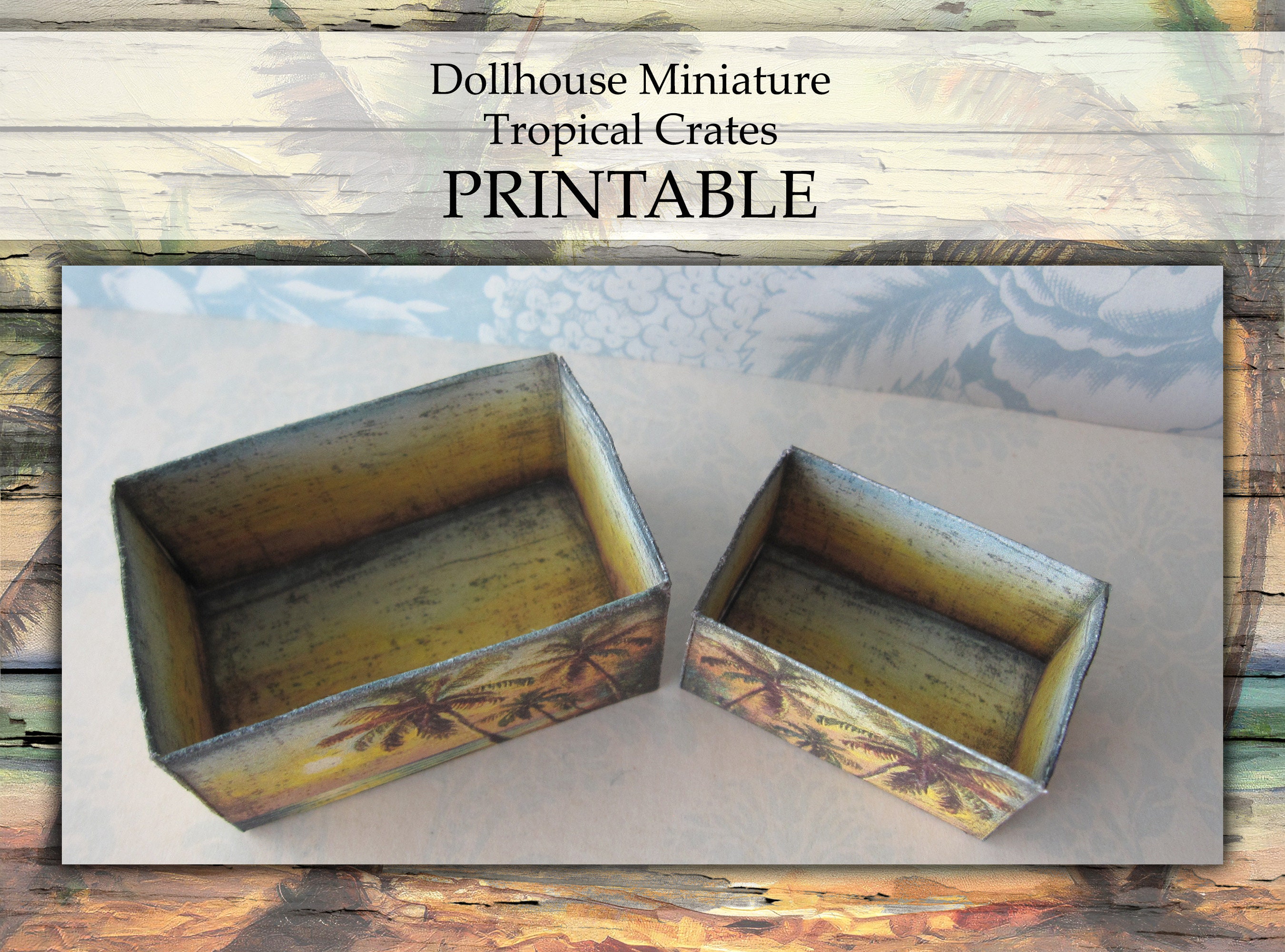 Dollhouse Miniature PRINTABLE Tropical Beach Palm Trees Beach House ...