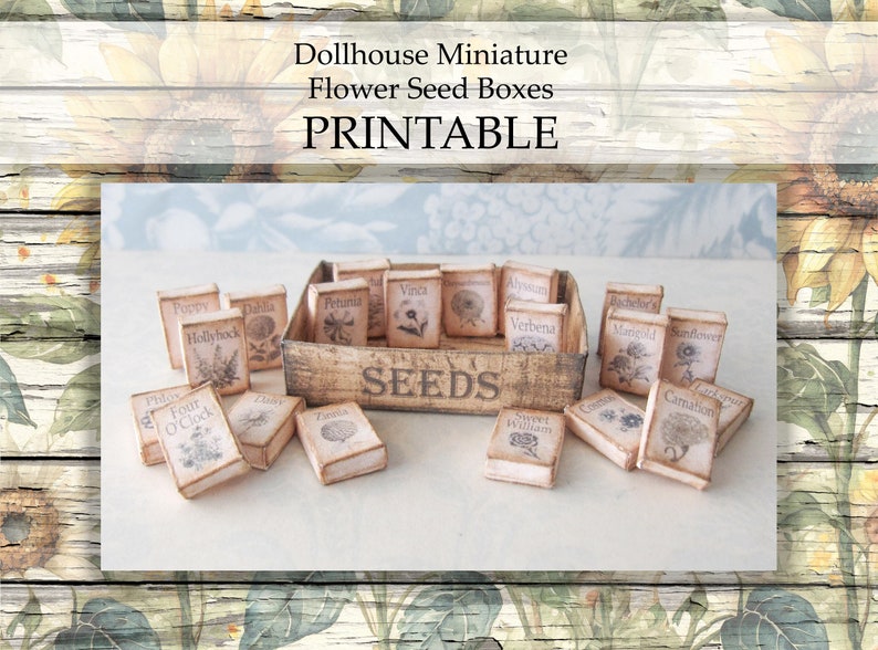 Dollhouse Miniature Flower Seed Boxes PRINTABLE Garden Shed Greenhouse ...