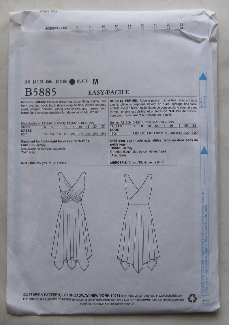 Dress Sewing Pattern UNCUT Butterick B5885 Sizes 6-14 - Etsy