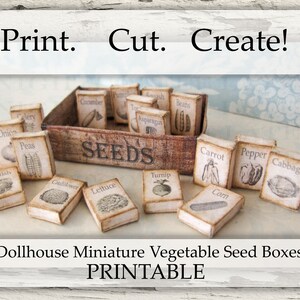 Dollhouse Miniature Vegetable Seed Boxes PRINTABLE Garden Shed ...