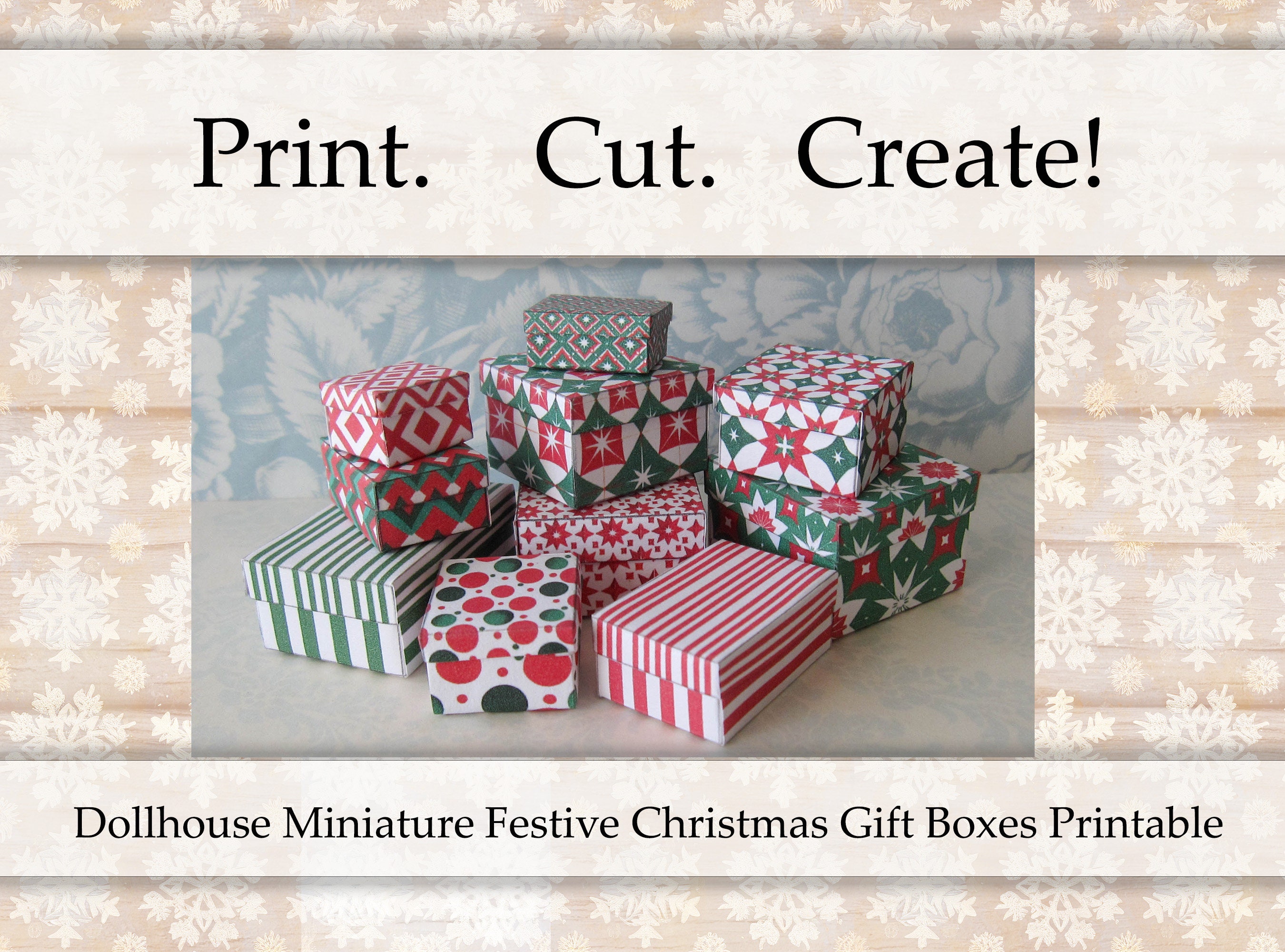 Dollhouse Miniature Gift Boxes PRINTABLE Festive Christmas Holiday ...