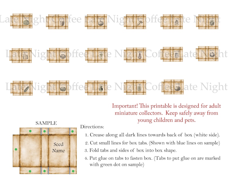 Dollhouse Miniature Vegetable Seed Boxes PRINTABLE Garden Shed ...