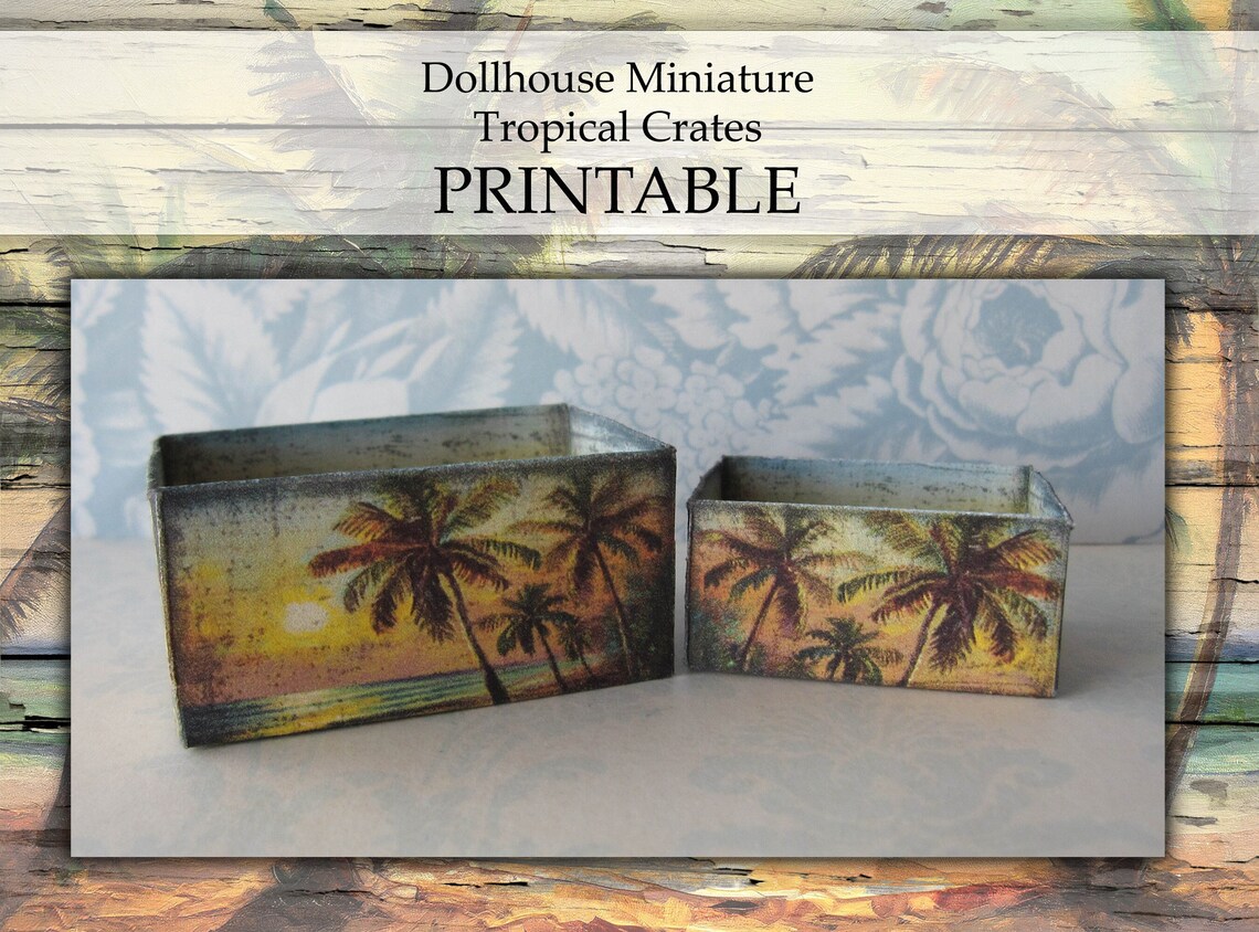 Dollhouse Miniature PRINTABLE Tropical Beach Palm Trees Beach House ...