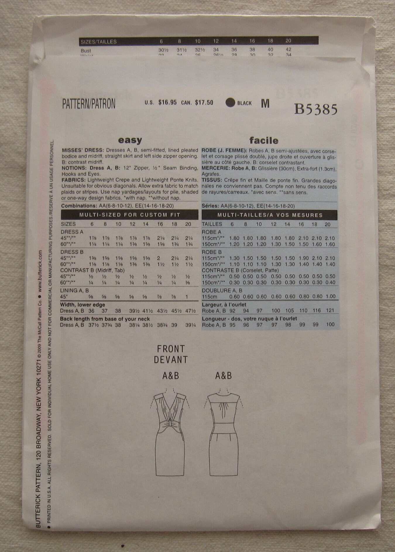 Dress Sewing Pattern UNCUT Butterick B5385 Sizes 6-12 - Etsy