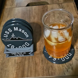 USS Mason Coaster Set of 4 with Holder