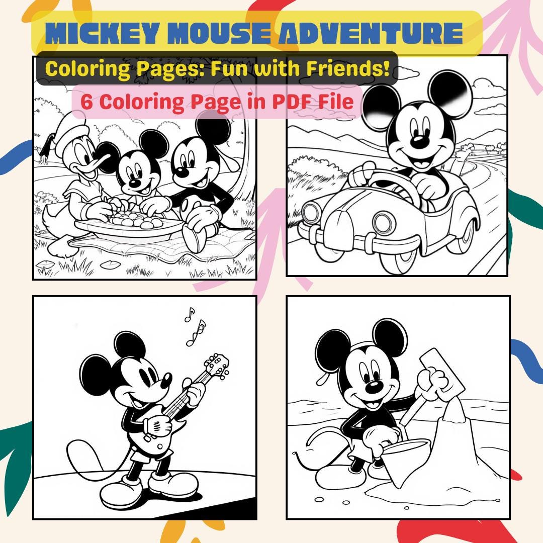 Mickey Mouse Adventure Coloring Pages Fun With Friends Come Join Mickey ...