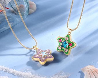 Collar con medallón de estrellas con foto personalizada: colgante con imagen personalizada