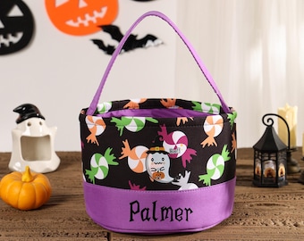 Personalisierter Halloween Süßes oder Saures Korb: Kürbis, Geist, Schädel Designs