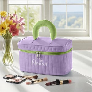 Personalized Name Makeup Bag for Women – Custom Monogram Cosmetic Bag, Travel Toiletry Organizer, Bridesmaid, Mother’s Day