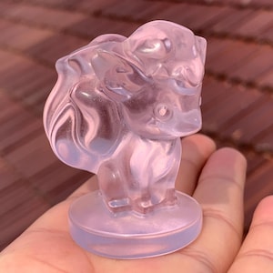 pink opalite quartz crystal carving nine-tailed fox crystal gift 1pc