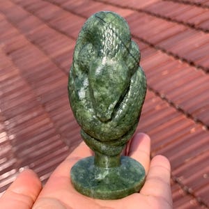 3.9&#39;&#39; Natural Green jade crystal,quartz crystal,Snake skull,Home Decoration,hand carved,crystal Snake,Crystal Gifts 1pc