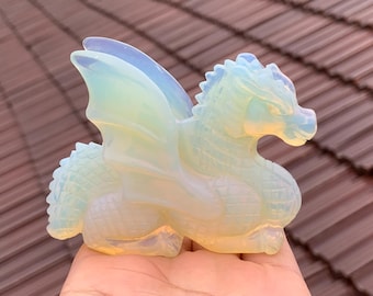 3.5'+ Opalite quartz,quartz crystal,Fly dragon skull,Home Decoration,hand carved,crystal dragon,Crystal Gifts 1pc