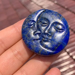 1.5&quot; Natural Lapis lazuli Sun Moon,Quartz Crystal Sun moon,Quartz Crystal Sculpture,Home Decor,Crystal Collection,Reiki Heal,Crystal Gift