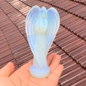 4.5&#39;&#39;+ Opalite quartz,quartz crystal,hand carved,Crystal Angel,Angel skull,Home Decoration Crystal Gifts 1pc