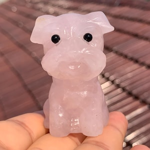 Natural pink rose quartz  Dog,Quartz Crystal Dog,Crystal Animal,Home Decor,Reiki Healing,Crystal Gift,Crystal Energy,Mineral sample, 1pc