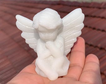 Natural White jade quartz,quartz crystal,hand carved,Crystal Angel specimen,White jade Angel,Home Decoration Crystal Gifts