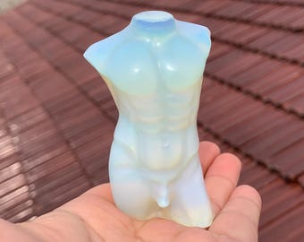 Hand carved Opalite model Body，quartz crystal，Moonstone Male Body Model，Crystal Model，Crystal collect,Crystal healing