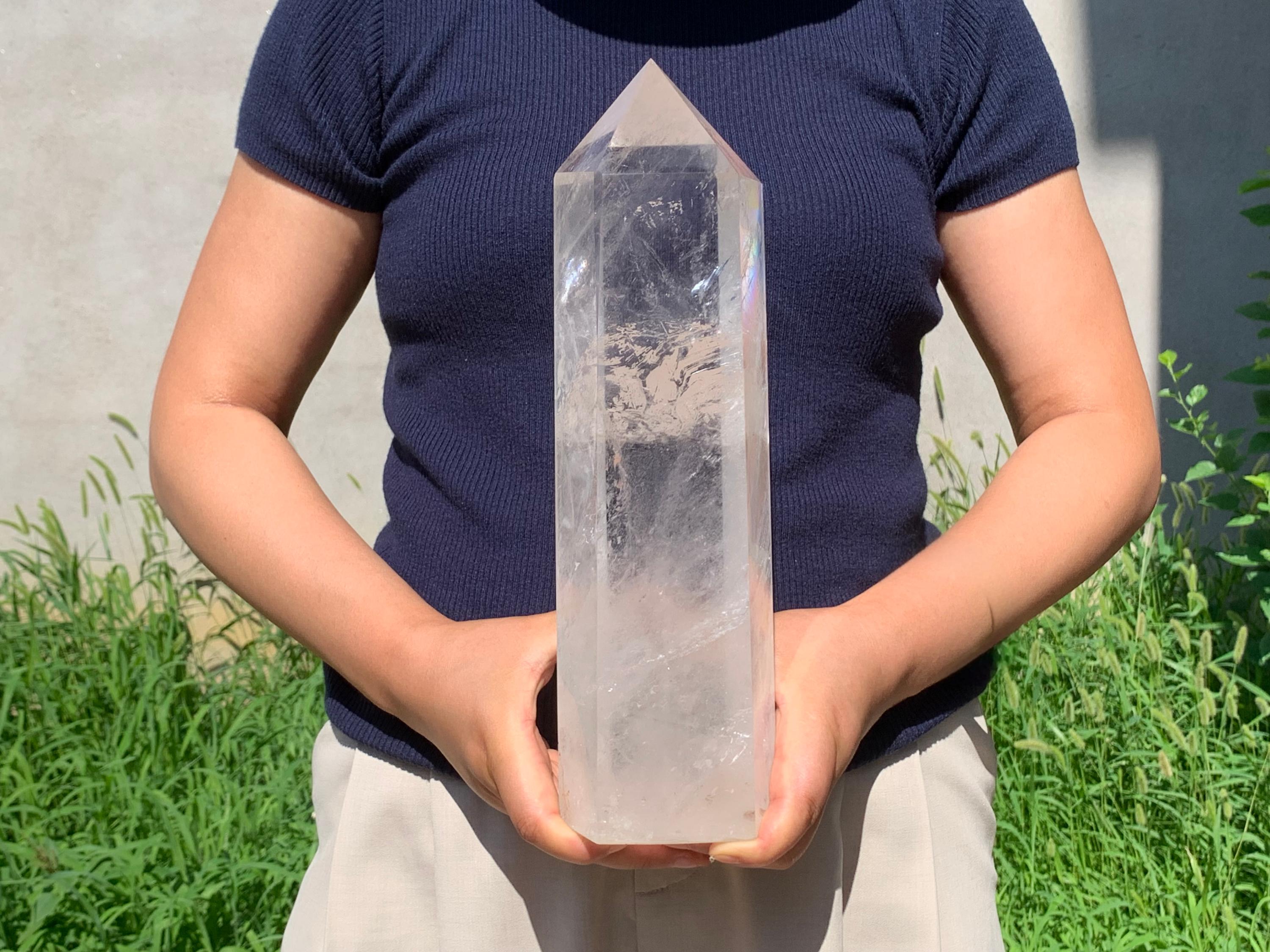 High quality Natural Clear quartz Crystal Obelisk Crystal Tower Wand Point Reiki Healing Random 1pc